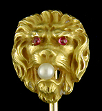 Victorian lion and pearl stickpin. (J9012)