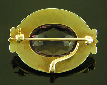 Art Nouveau amethyst and enamel brooch. (J9530)