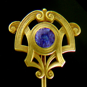 Art Nouveau sapphire stickpin. (J9309)