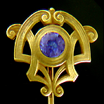 Art Nouveau sapphire stickpin. (J9309)