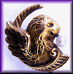 Victorian 15kt stickpin of a winged lion.