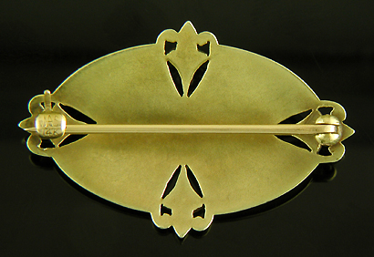 Edwardian guilloche enamel brooch. (J9413)