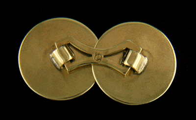 Rear view of Ziething white and yellow gold cufflinks. (J6809)