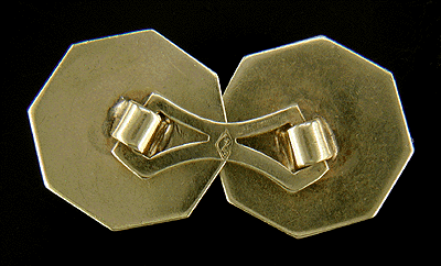 Rear view of Ziething white and yellow gold cufflinks. (J6827)
