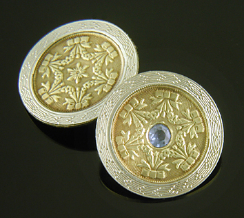 Ziething sapphire and garland cufflinks. (J9381)