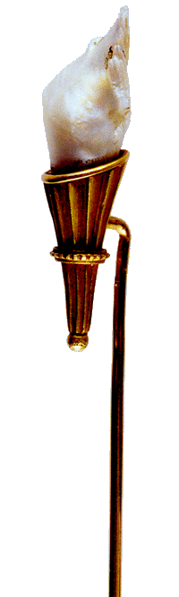A striking flame and torch stickpin. (J3501)