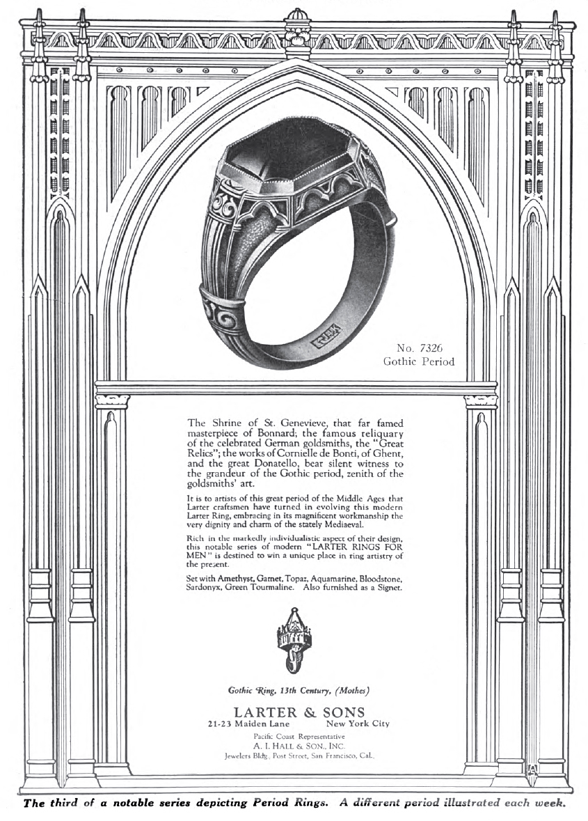 Larter Gothic Revival Ring Advertisement.
