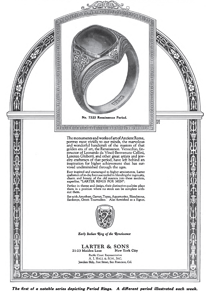 Larter Egyptian Revival Ring Advertisement.